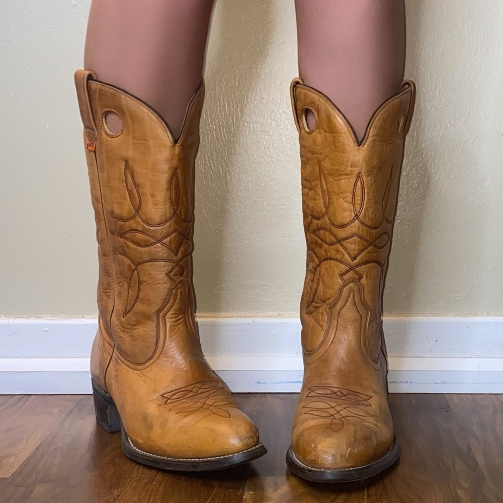 Vintage Women’s Levi’s Orange Tab Western Cowboy Boots Orange Brown